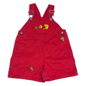 Winnie The Pooh Disney Vintage 100 Acre Collection Frogs Red Short Overalls 18 M